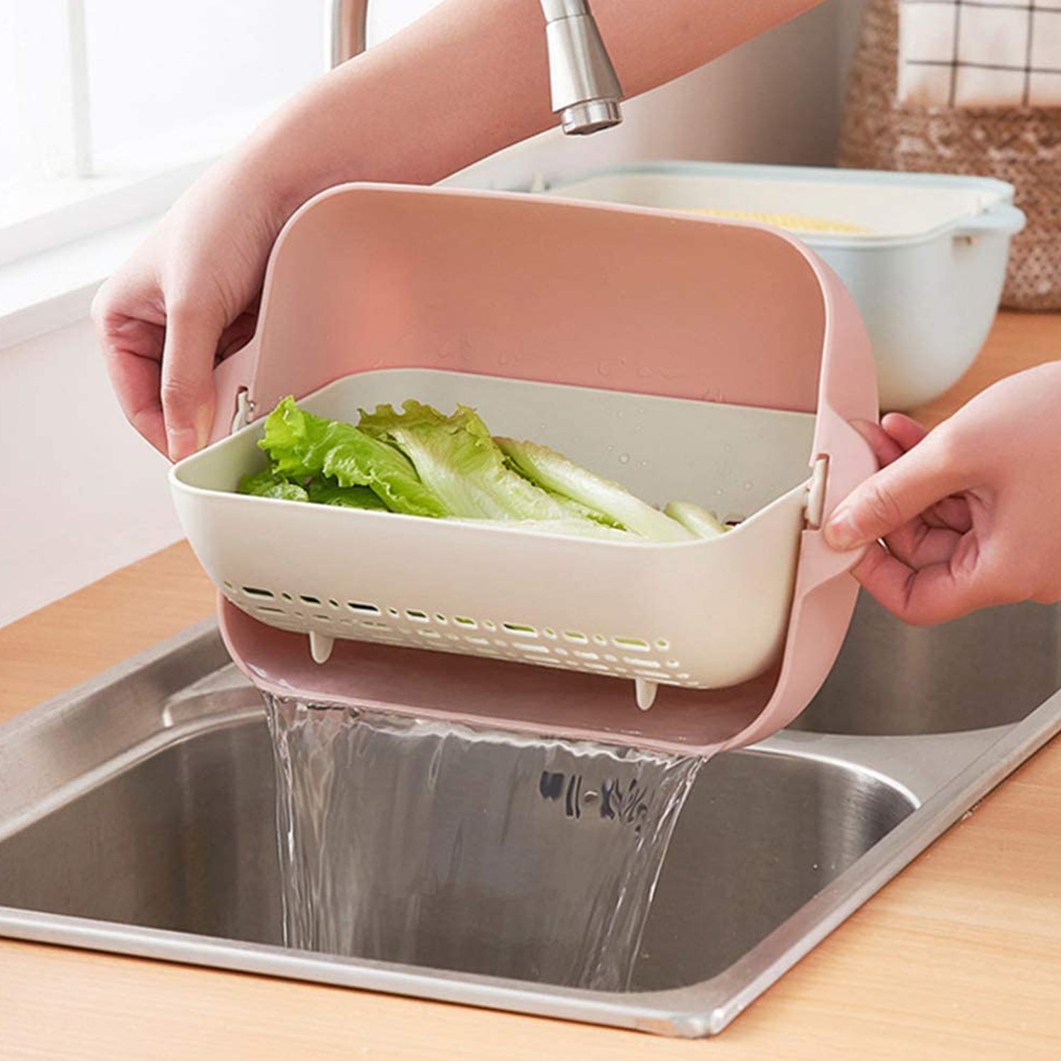 2717 Multifunctional BPA Free Double Layered Plastic Rotatable Strainer Bowl with Handles for Washing, Rinsing, Serving Vegetables & Fruits (Multicolor) 2717 Multifunctional BPA Free Double Layered Plastic Rotatable Strainer Bowl with Handles for Washing, Rinsing, Serving Vegetables & Fruits (Multicolor)